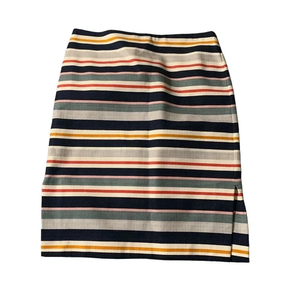 Loft women's size 6 striped Pencil skirt with slits on both side